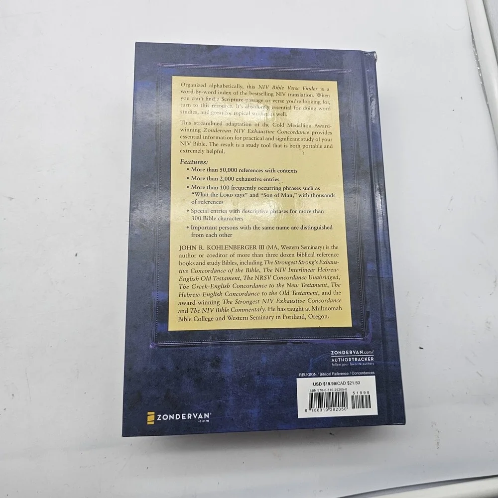 Zondervan NIV Bible Verse Finder Concordance John R Kohlenberger 2008 Hardcover